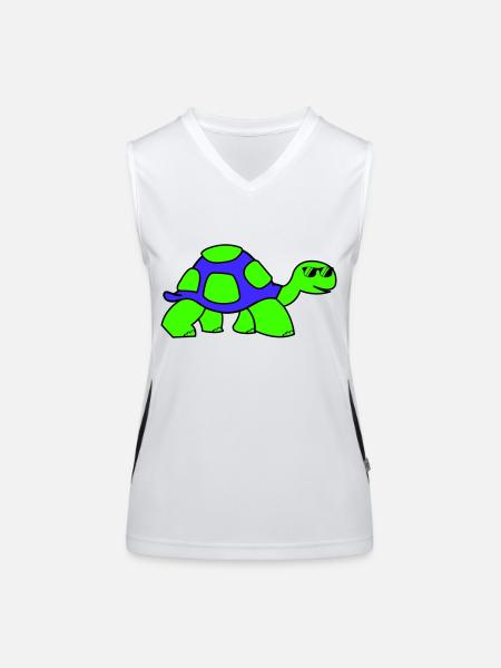 Tortue fraîche - Débardeur respirant contrasté Femme - blanc/noir - Devant