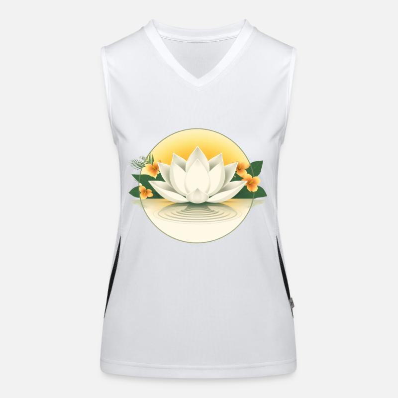 Fleur de lotus blanc - Design floral d’été Débardeur respirant contrasté Femme