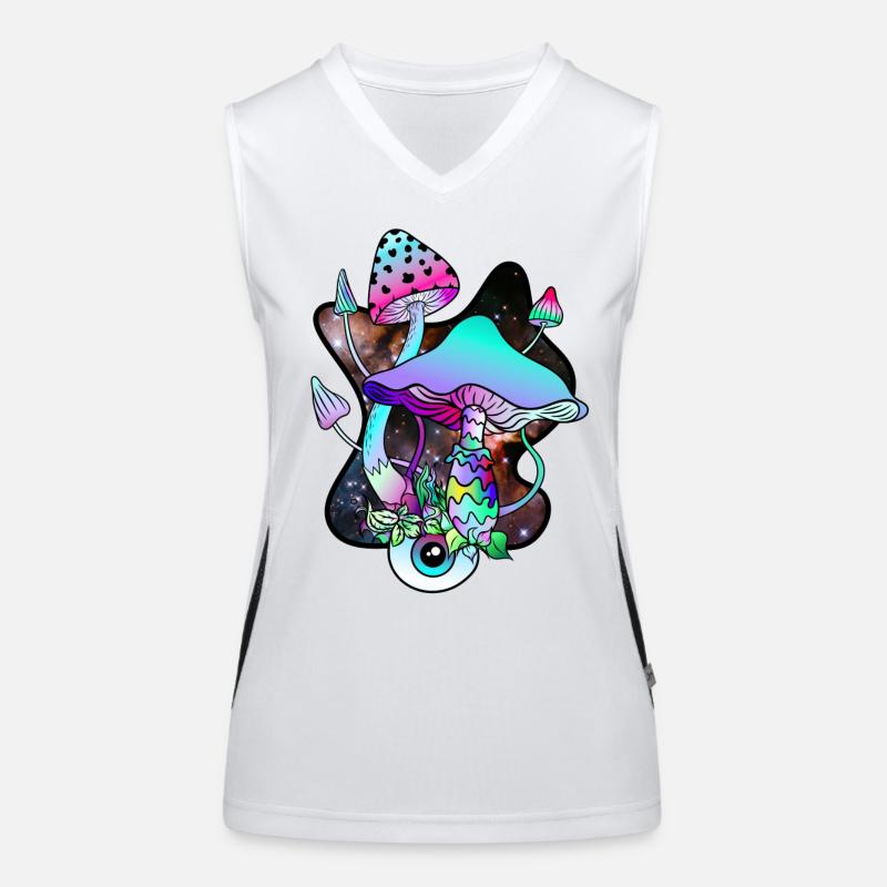 Champignons magiques Champignon coloré Art Goa Psy Trance Débardeur respirant contrasté Femme