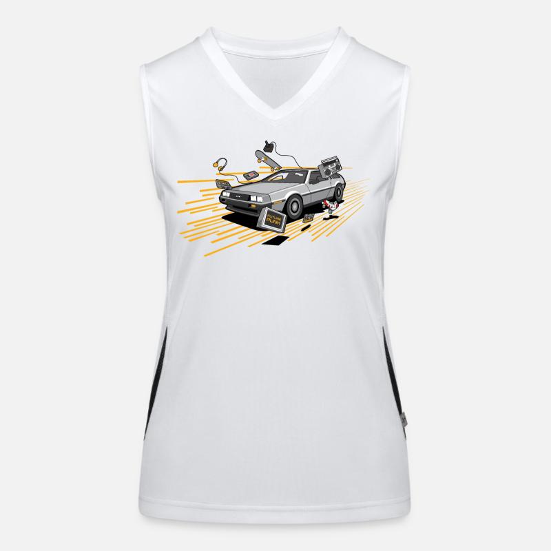 Delorean Oldtimer Youngtimer Retro Future yellow Women's Functional Contrast Tank Top