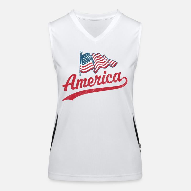 America Flag Women's Functional Contrast Tank Top