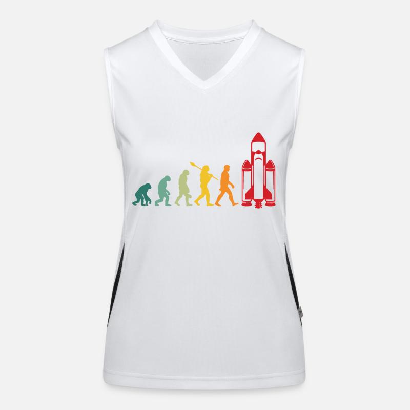 Weltall Evolutionen Mensch Affe Mann Rakete Funktionelles Kontrast-Tank Top für Frauen