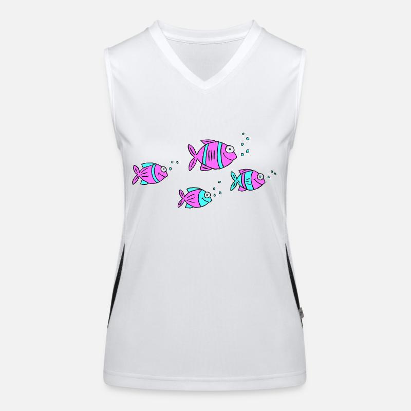 Poisson Cichlide Eau Mer Graffiti Dessin Débardeur respirant contrasté Femme