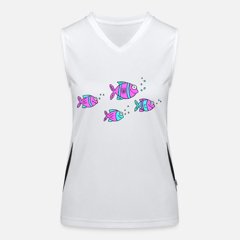 Poisson Cichlide Eau Mer Graffiti Dessin Débardeur respirant contrasté Femme