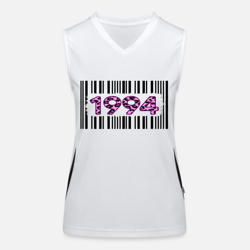 1994 geburtstag barcode rosa leopard retro party Funktionelles Kontrast-Tank Top für Frauen