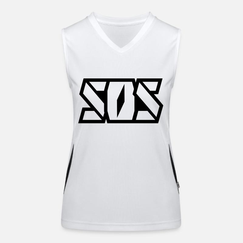 SOS Schriftzug Funktionelles Kontrast-Tank Top für Frauen