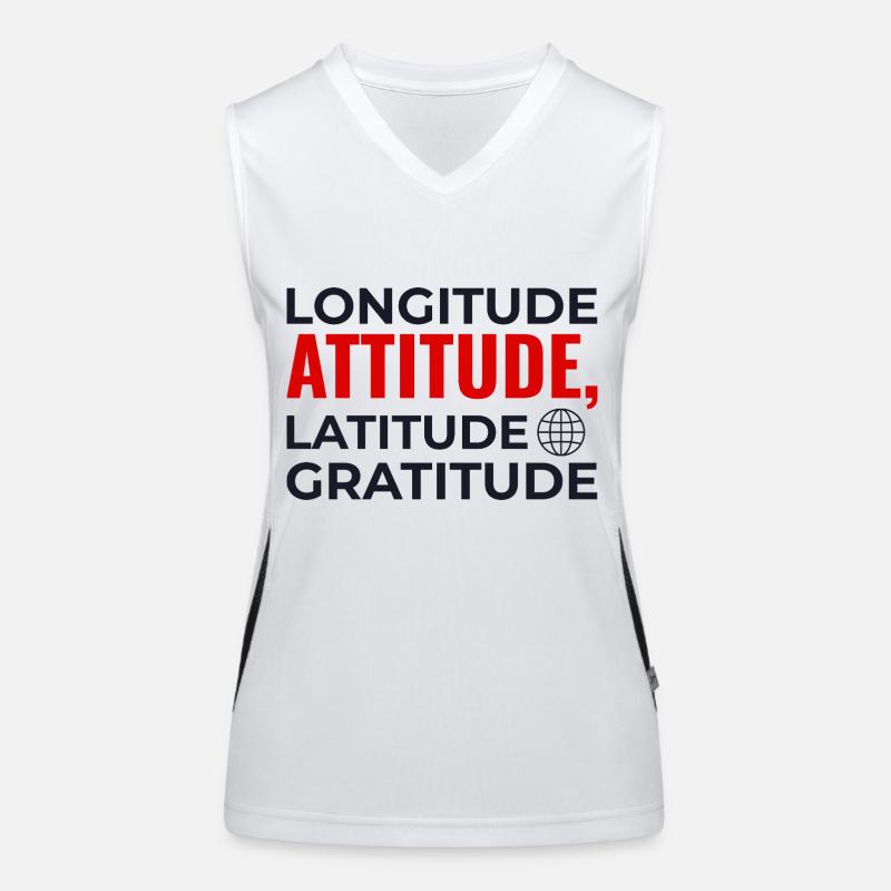 Longitude Latitude Attitude Gratitude GIS Map Women's Functional Contrast Tank Top