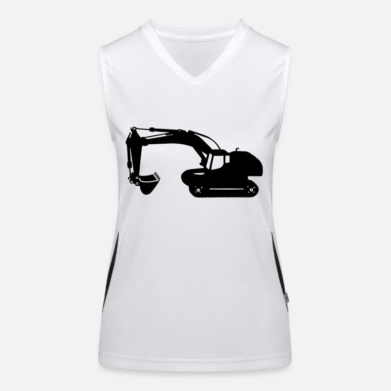 digger backhoe excavator machine Women's Functional Contrast Tank Top