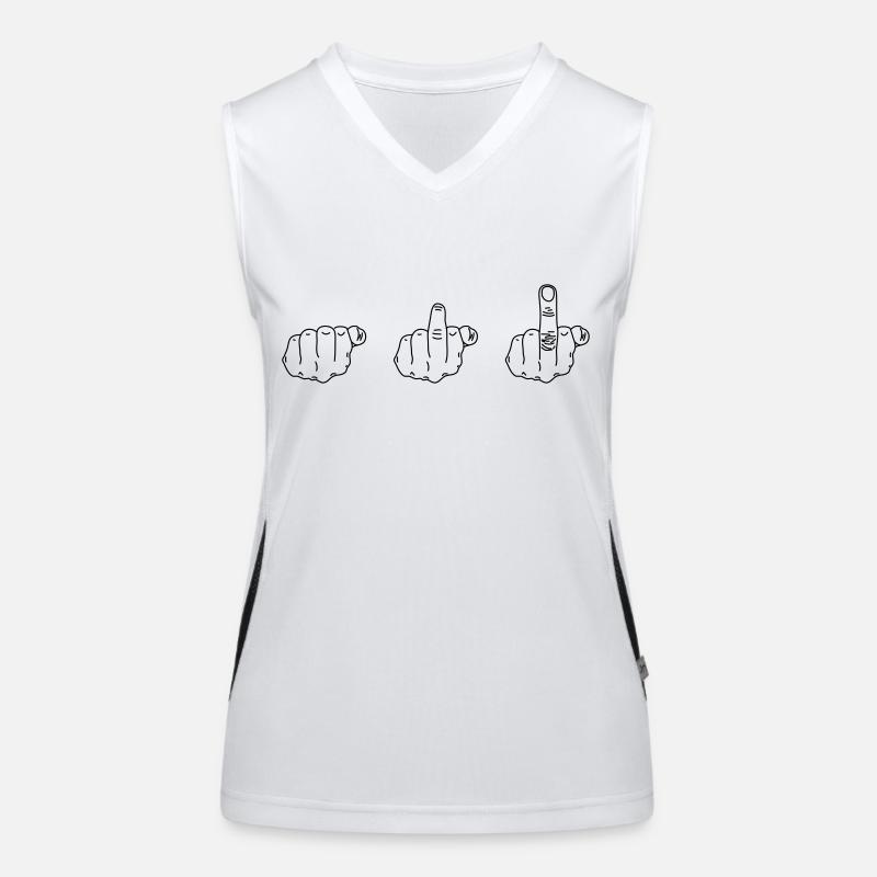 middle finger - Women's Functional Contrast Tank Top - white/black