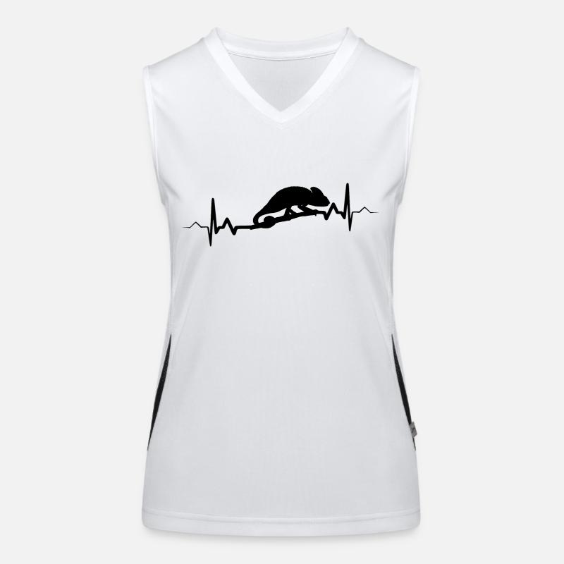 Chamäleon Herzschlag Eidechse Reptil Funktionelles Kontrast-Tank Top für Frauen
