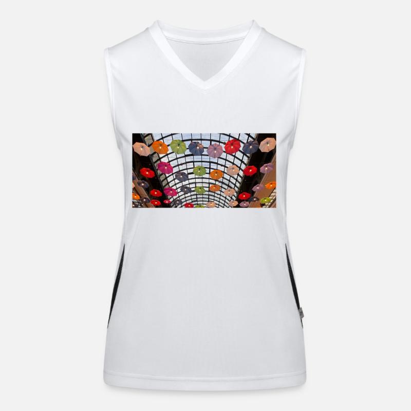 Bunte Regenschirme Regenbogen Funktionelles Kontrast-Tank Top für Frauen