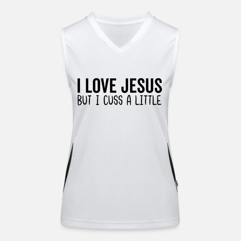 J’aime Jésus mais je jure un peu Débardeur respirant contrasté Femme