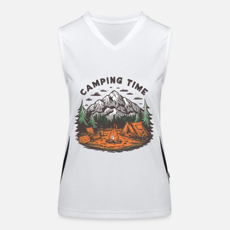 Camping Voyage dans le temps Aventure Vacances Feu de camp Débardeur respirant contrasté Femme