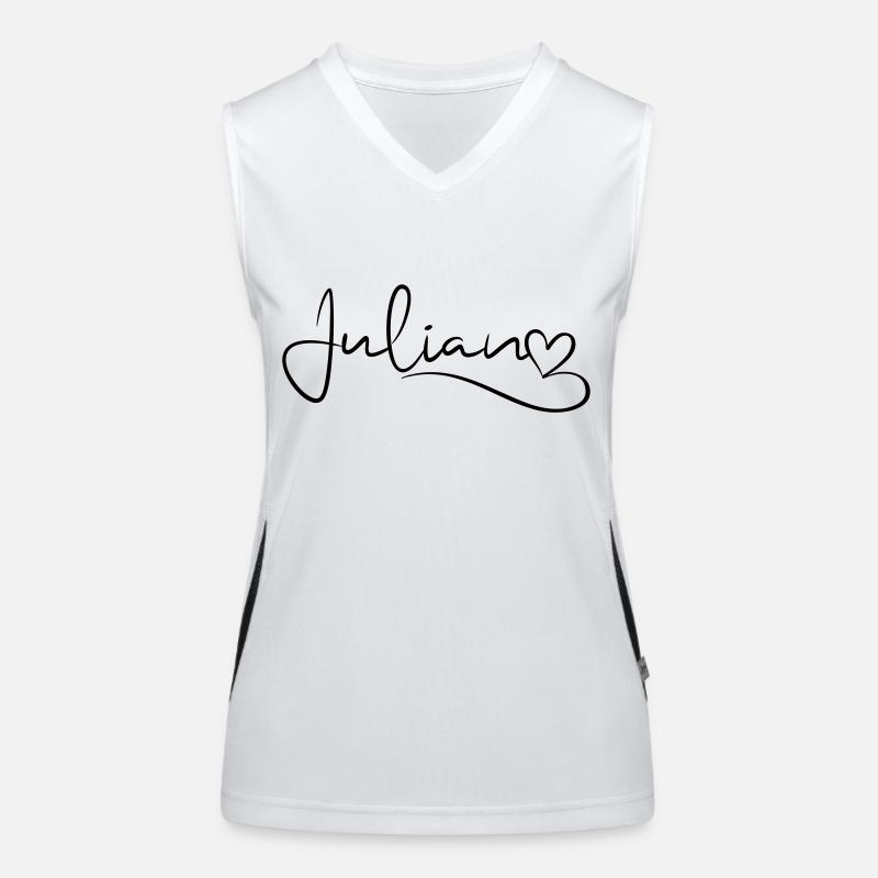 Julian Name Vorname Herzdekor Funktionelles Kontrast-Tank Top für Frauen