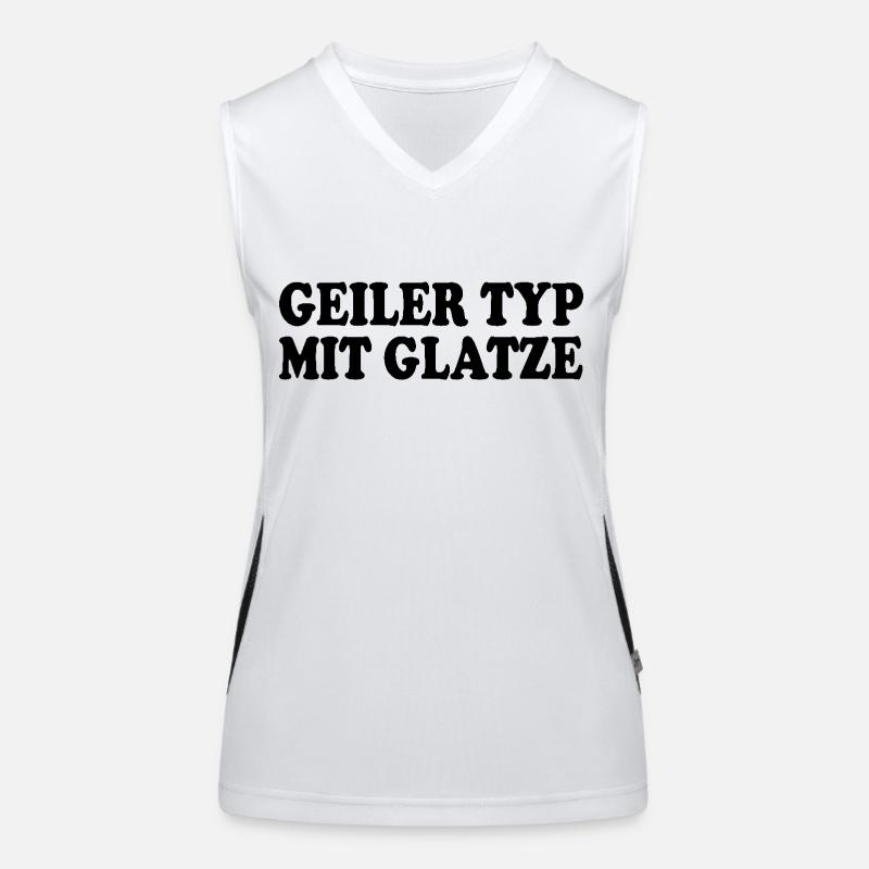 guy with bald head Women's Functional Contrast Tank Top