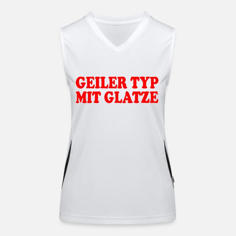 guy with bald head Women's Functional Contrast Tank Top