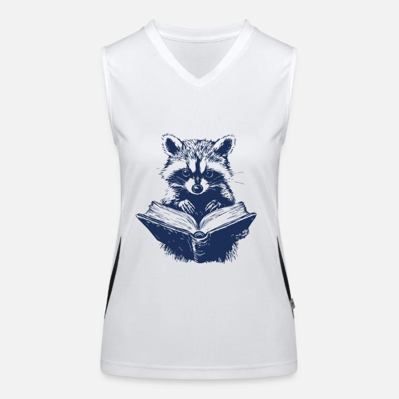 Raccoon reading a book Women's Functional Contrast Tank Top