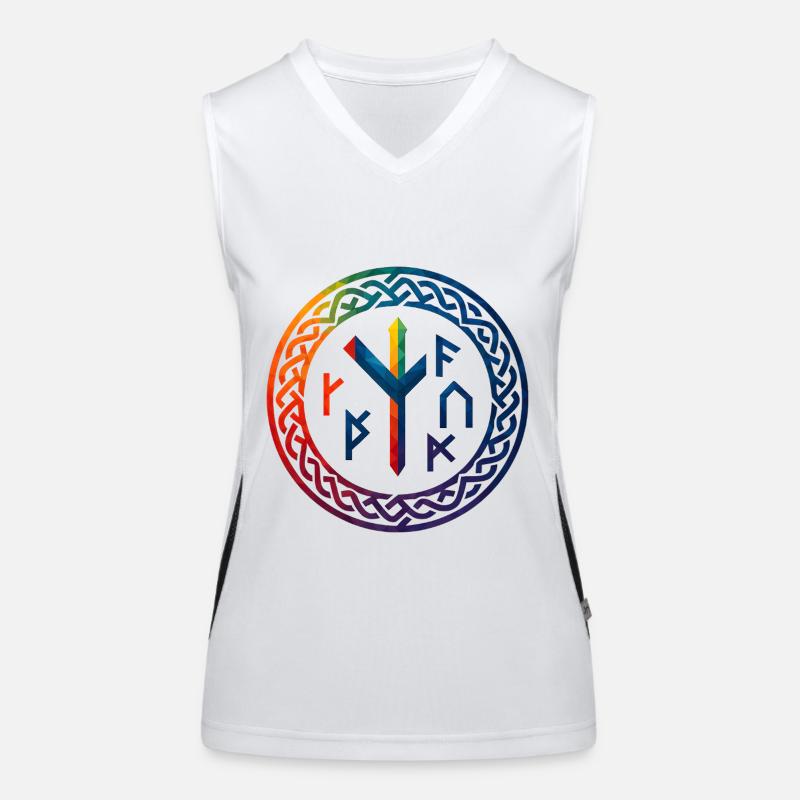 WPAP Polygon Stil - mythischer Runenring Funktionelles Kontrast-Tank Top für Frauen