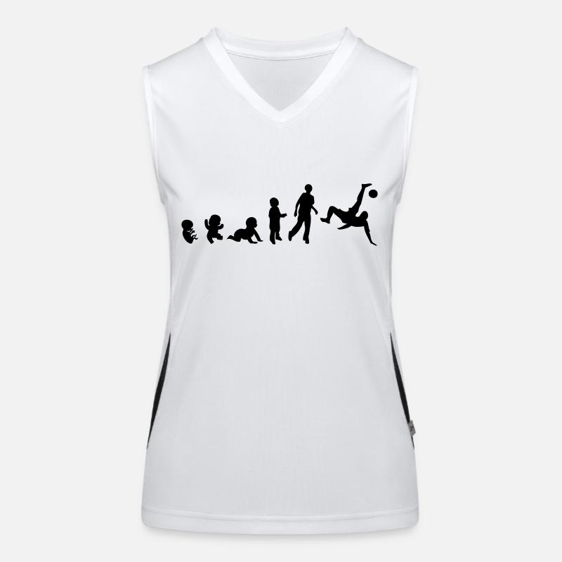 Evolution Mensch Männer Sport Fußball Blei Funktionelles Kontrast-Tank Top für Frauen