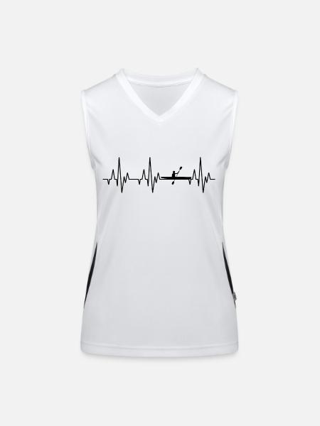 Heartbeat ECG Canoeing Canoe Rowing boat - Women's Functional Contrast Tank Top - white/black - Front