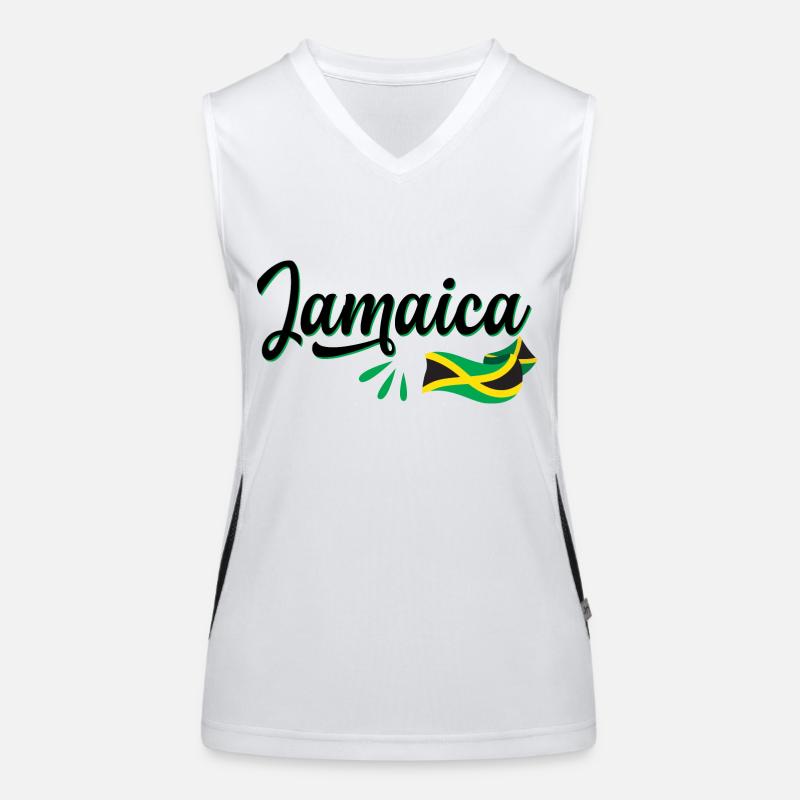 Jamaica flag and stylized Jamaican script Women's Functional Contrast Tank Top