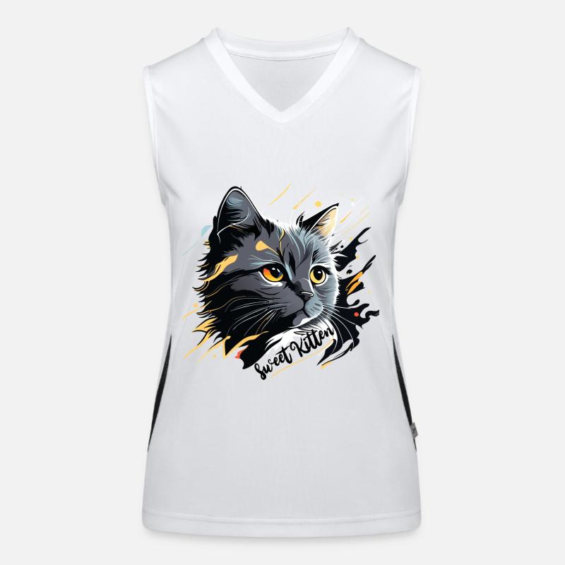 gray kitten, cat Women's Functional Contrast Tank Top