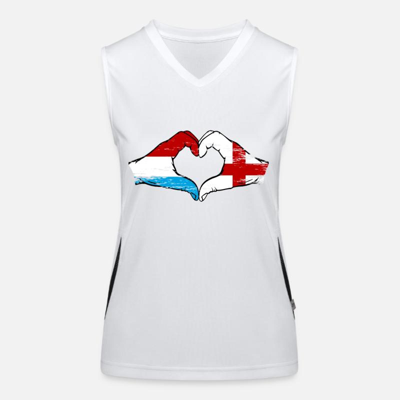 Luxembourg Angleterre Drapeau Mains Coeur Forme Utilisé Débardeur respirant contrasté Femme