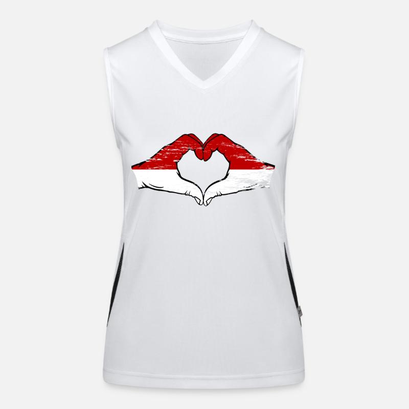 Monaco Indonesia Flag Hands Heart Shape Used Women's Functional Contrast Tank Top
