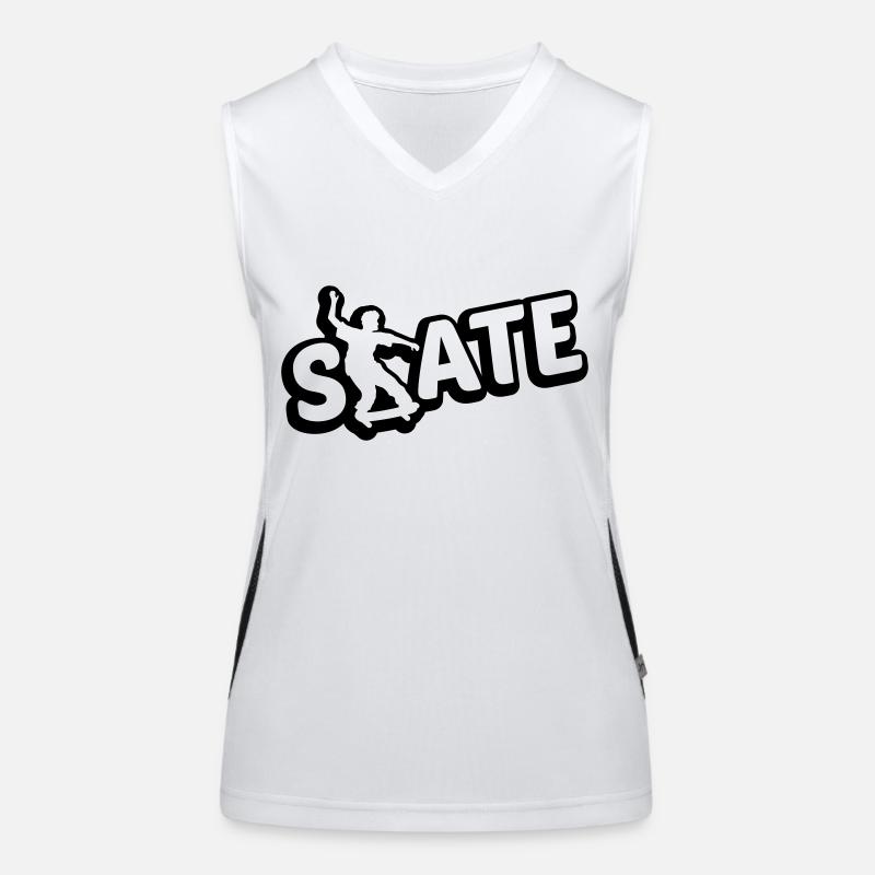 cool skate text logo skateboard stunt trick fahren Funktionelles Kontrast-Tank Top für Frauen