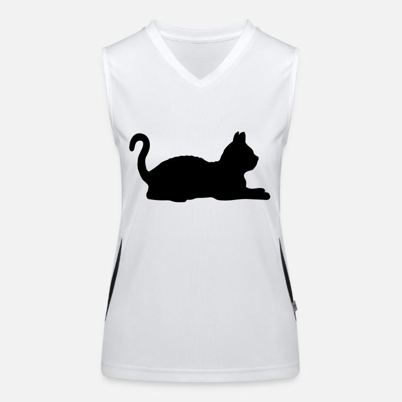 Amour silhouette de chat couché Débardeur respirant contrasté Femme