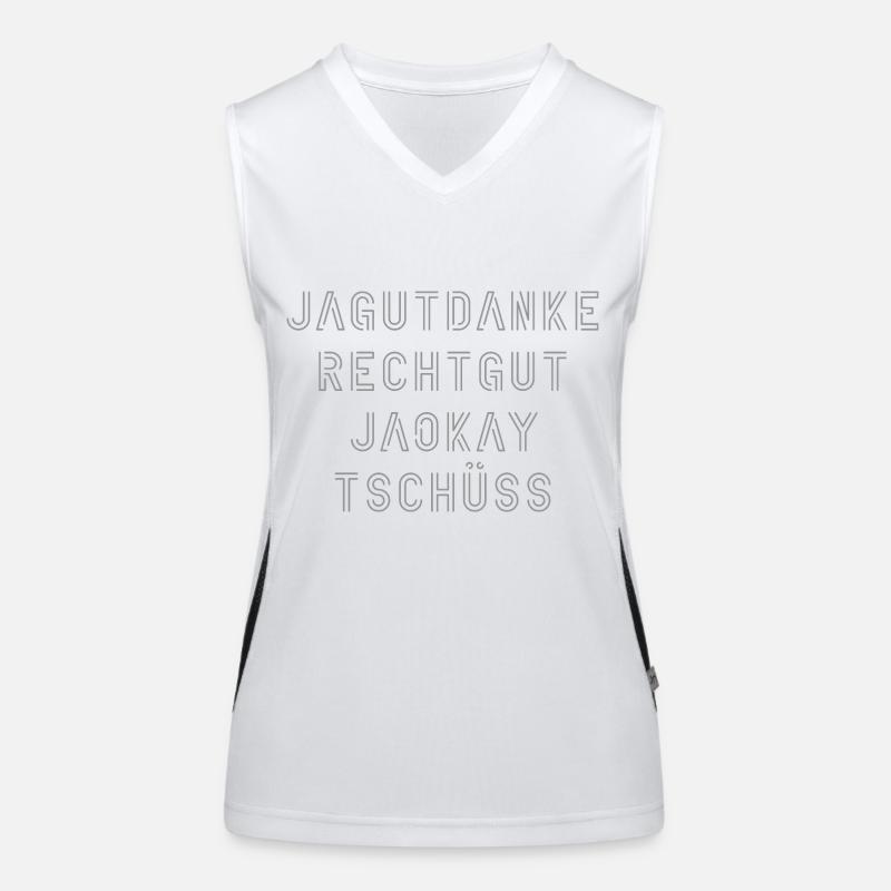 ja gut danke recht gut ja okay tschüss Funktionelles Kontrast-Tank Top für Frauen