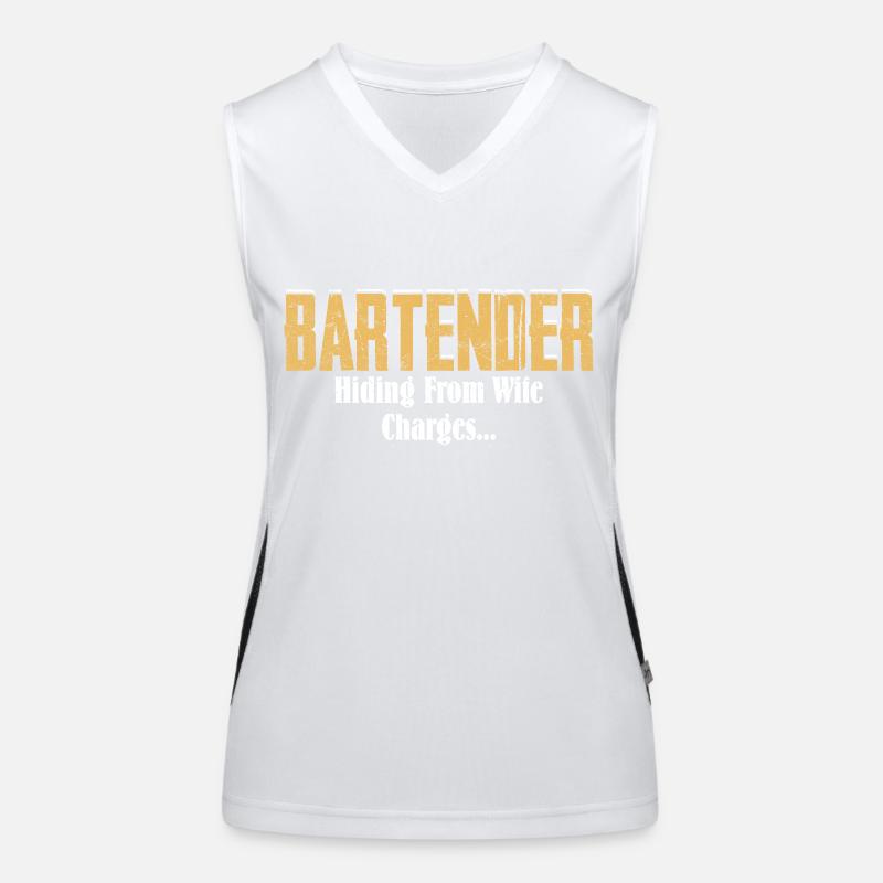 Bartender Hiding From Wife Charges... Barman Barte Funktionelles Kontrast-Tank Top für Frauen