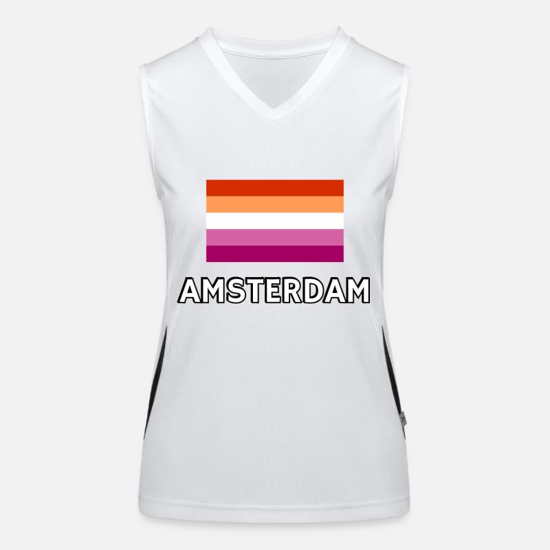 Lesbian Pride Flag Amsterdam Women's Functional Contrast Tank Top
