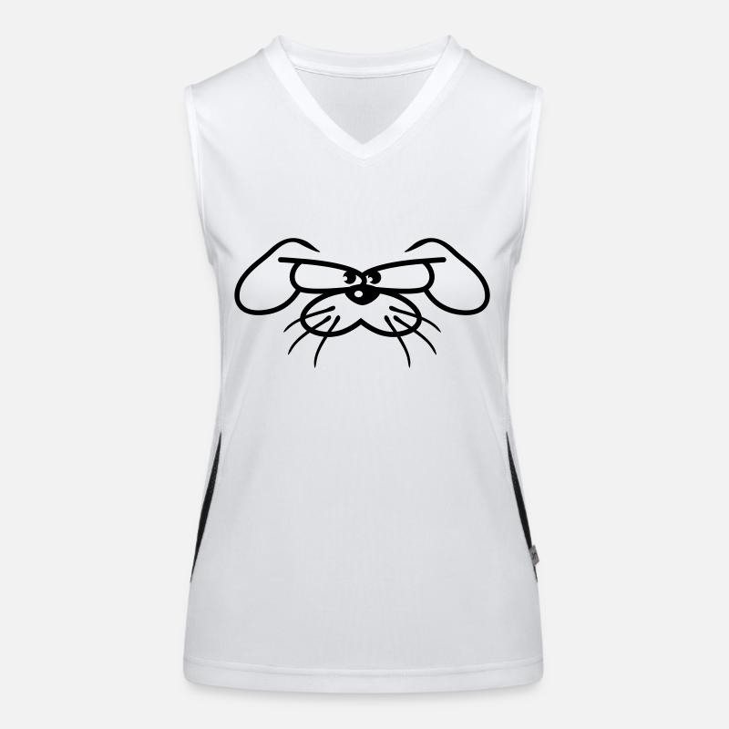 Dog, rabbit, animal, looking, angry, angry, serious, aggressive Women's Functional Contrast Tank Top