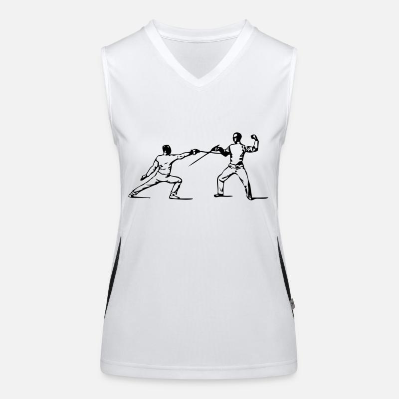 fencing fights floret sword parry samurai16 Women's Functional Contrast Tank Top