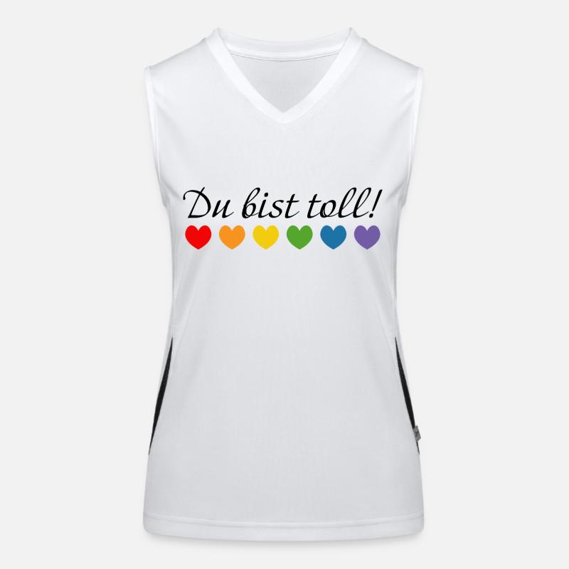 Regenbogenherzchen du bist toll Funktionelles Kontrast-Tank Top für Frauen