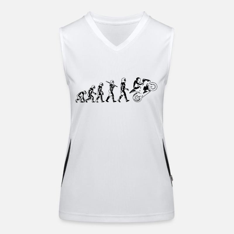 motorcycle evolution wheelie white print Women's Functional Contrast Tank Top