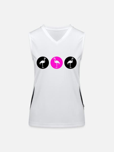 flamingos design 2 - Funktionelles Kontrast-Tank Top für Frauen - Weiß/Schwarz - Vorne