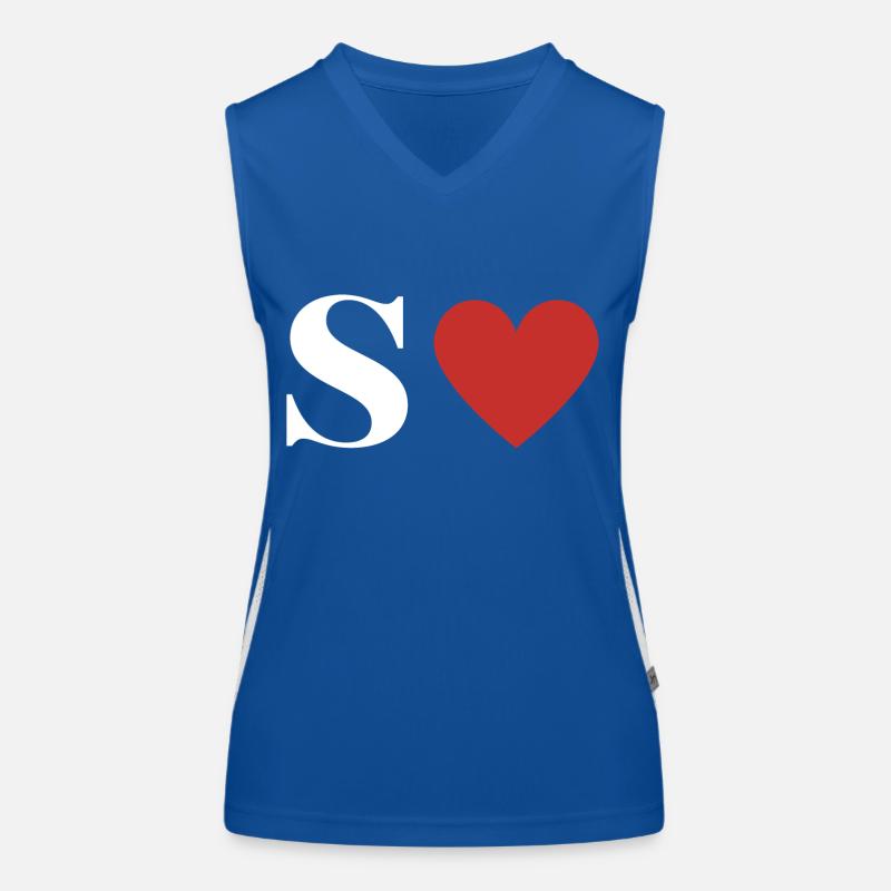 Buchstabe s rotes Herz Funktionelles Kontrast-Tank Top für Frauen