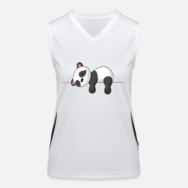 Schläfriger Comic Panda Funktionelles Kontrast-Tank Top für Frauen