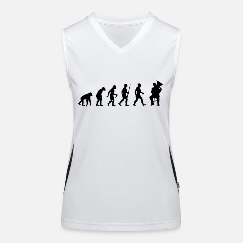 Evolution Of Tuba Player Funktionelles Kontrast-Tank Top für Frauen