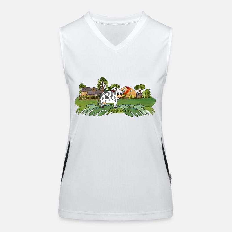 Landschaft mit einer Kuh Funktionelles Kontrast-Tank Top für Frauen