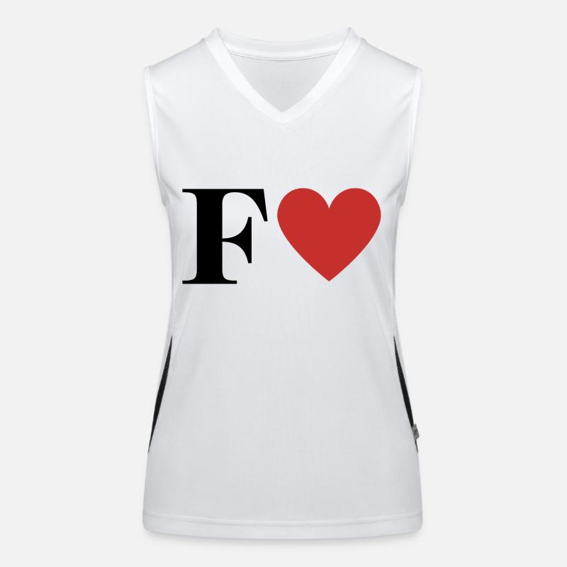 Buchstabe f rotes Herz Funktionelles Kontrast-Tank Top für Frauen
