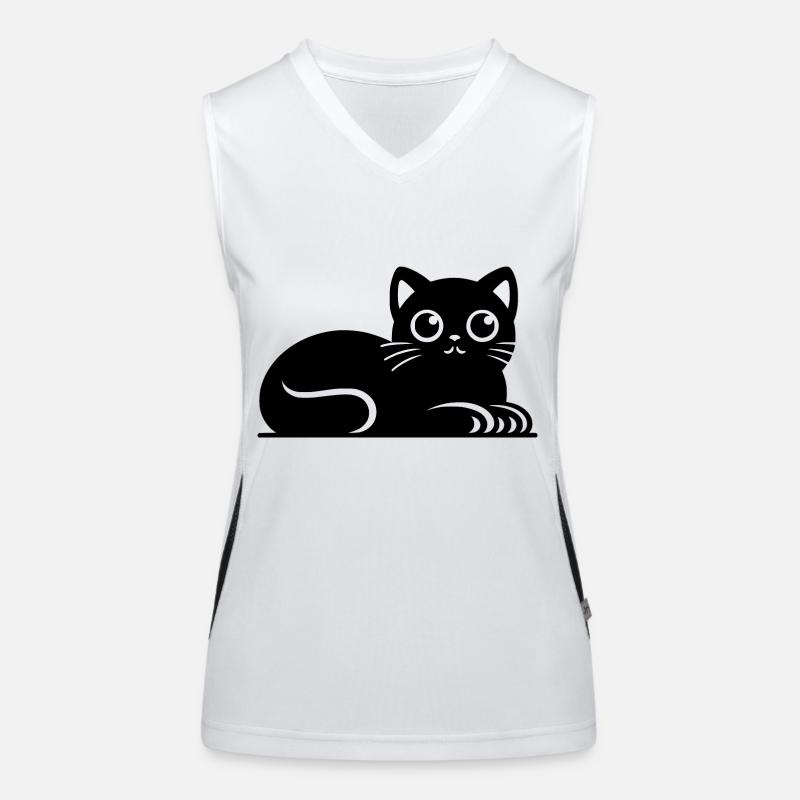 Kleine dicke Katze Zeichnung Funktionelles Kontrast-Tank Top für Frauen