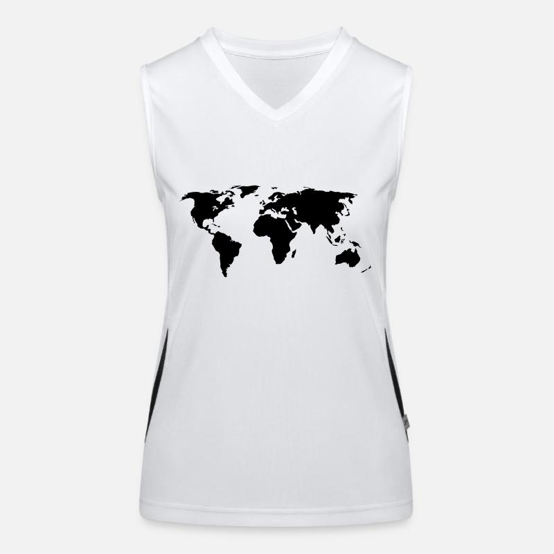 World Map Women's Functional Contrast Tank Top