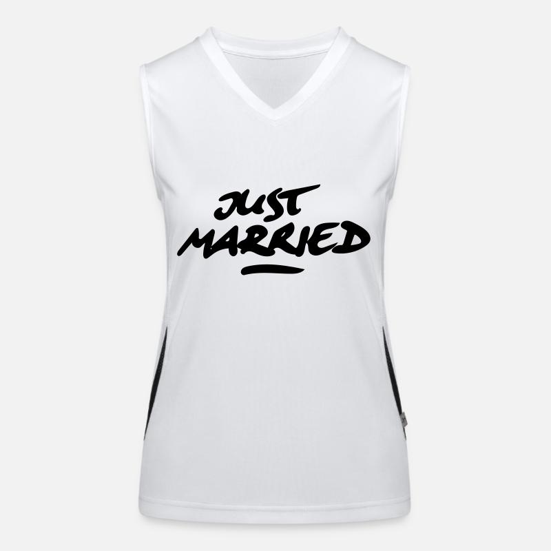 just married 1C Funktionelles Kontrast-Tank Top für Frauen