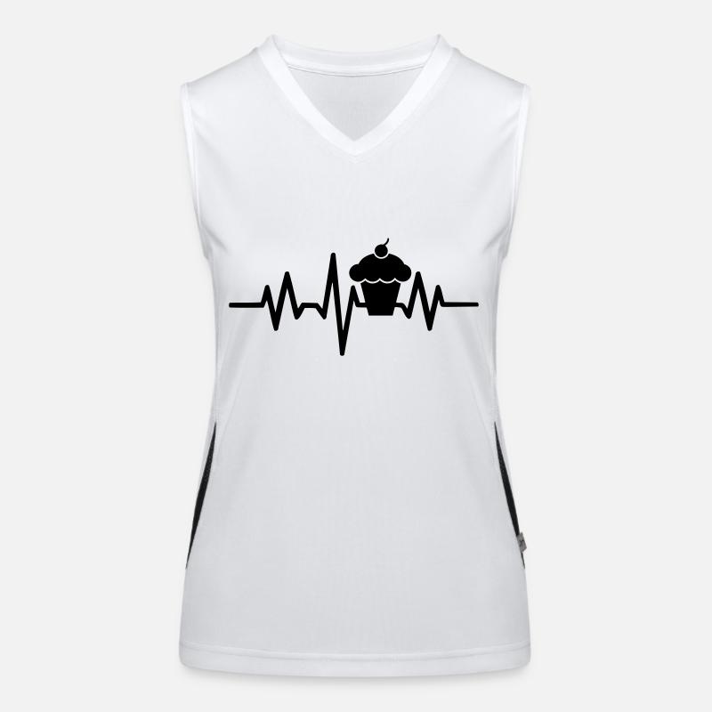 Herzfrequenz Puls Ich liebe Kuchen Cupcake Muffin Funktionelles Kontrast-Tank Top für Frauen