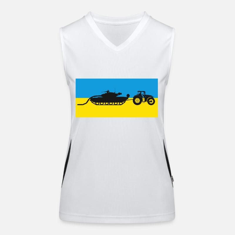 Ukrainian tractor pulling a tank. Women's Functional Contrast Tank Top
