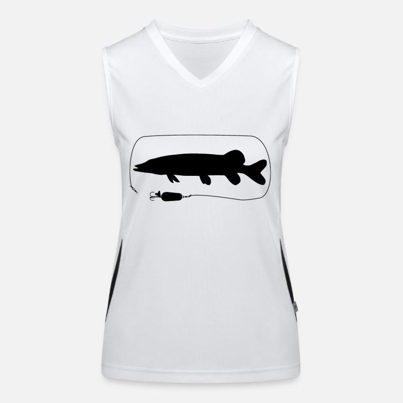 Hecht mit Löffelblinker Funktionelles Kontrast-Tank Top für Frauen