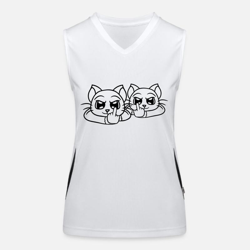 Böse Katzen Freunde Mittelfinger Beleidigung Team Funktionelles Kontrast-Tank Top für Frauen